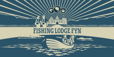 Fishing Lodge Fyn logo illu wide blues